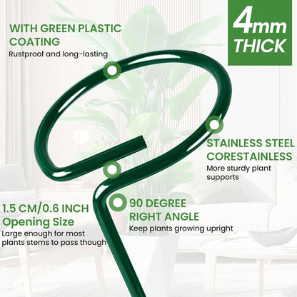 Plant Support Stakes 6 Pack, 12/24/36 Inch Heavy Duty Metal Plant Stakes, Adjustable Garden Plant Support Cages/Rings for Outdoor Indoor Plants, Plant Stick Support for Amaryllis Tomato Peony Orchid