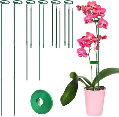 Plant Support Stakes 6 Pack, 12/24/36 Inch Heavy Duty Metal Plant Stakes, Adjustable Garden Plant Support Cages/Rings for Outdoor Indoor Plants, Plant Stick Support for Amaryllis Tomato Peony Orchid