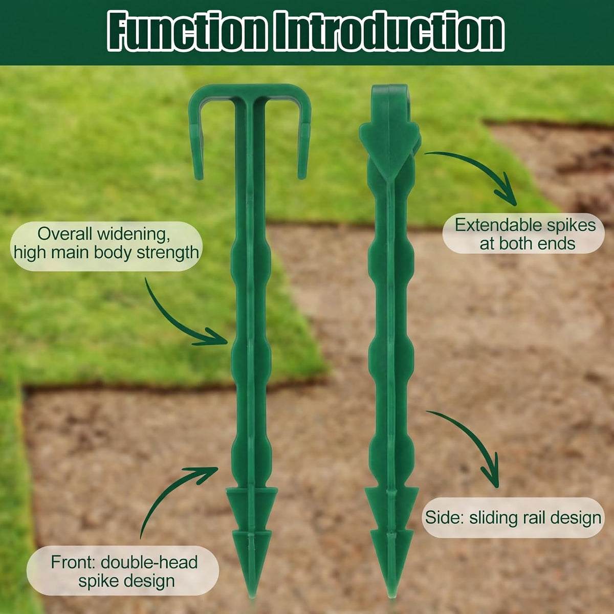200 Pcs 4 Inch Landscape Garden Stakes Bulk, Degradable Sod Spikes