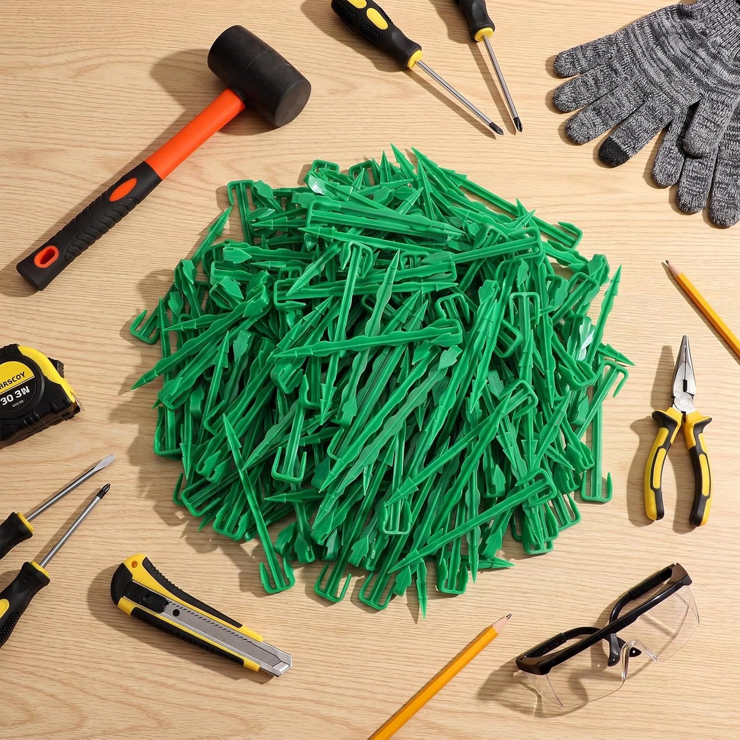 200 Pcs 4 Inch Landscape Garden Stakes Bulk, Degradable Sod Spikes