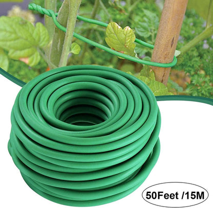 Soft Plant Ties, Garden Ties TPR Flexible Durable Heavy Duty Twist Wire for Twine Tomato Branches Vines and Tying Up Cable Wires (Green) (50ft, 0.2in)