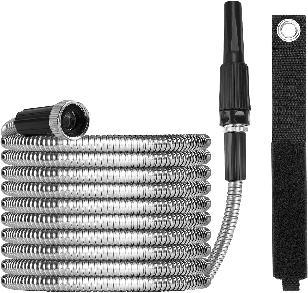 25FT Metal Garden Hose with Sprayer Nozzle - Stainless Steel Hose