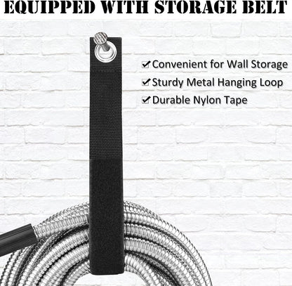 25FT Metal Garden Hose with Sprayer Nozzle - Stainless Steel Hose