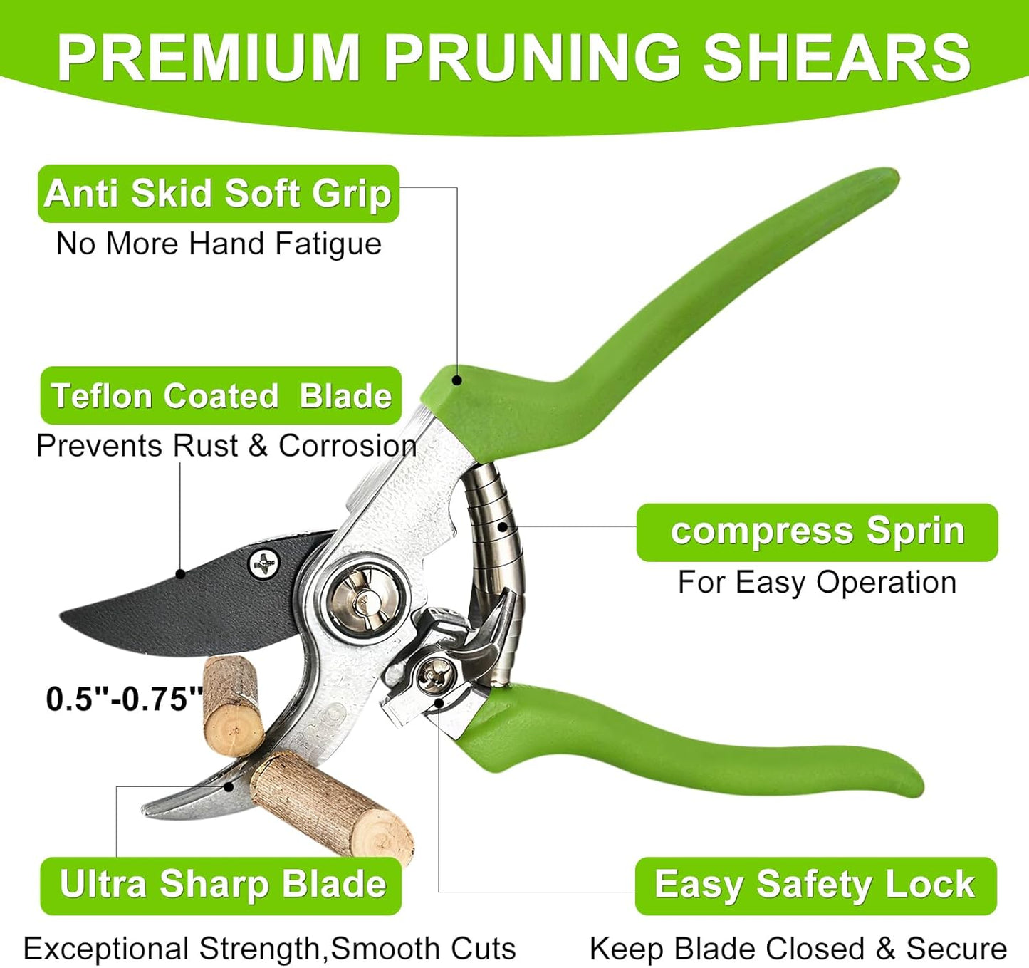 2Pcs Garden Shears Set, High Carbon Steel Pruning Loppers