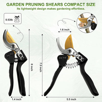 2Pcs Garden Shears Set, High Carbon Steel Pruning Loppers