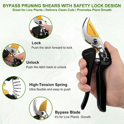 2Pcs Garden Shears Set, High Carbon Steel Pruning Loppers