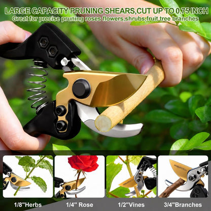 2Pcs Garden Shears Set, High Carbon Steel Pruning Loppers