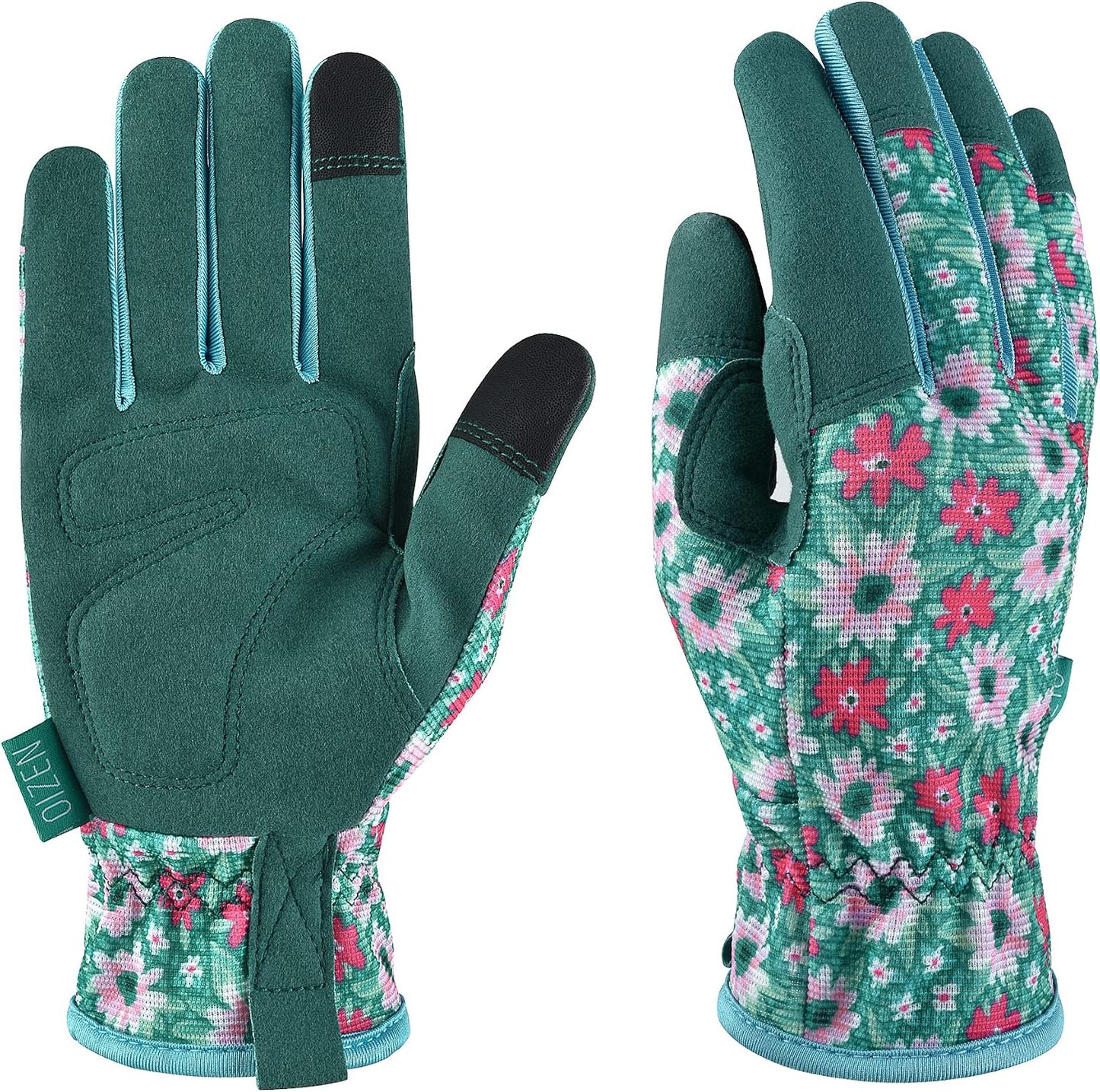 Cowhide Leather Thorn Proof & Puncture Resistant Gardening Gloves for Women and Men, Touchscreen Compatible Working Gloves for Weeding, Digging, Planting, Gardening Gifts for Women, Size Medium