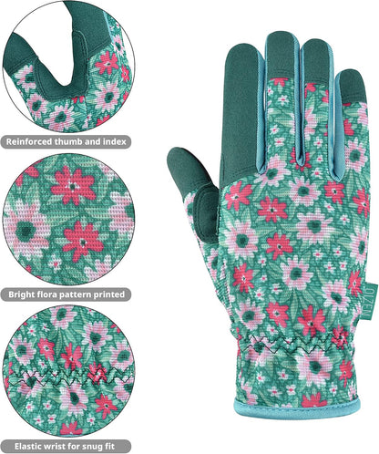 Cowhide Leather Thorn Proof & Puncture Resistant Gardening Gloves for Women and Men, Touchscreen Compatible Working Gloves for Weeding, Digging, Planting, Gardening Gifts for Women, Size Medium