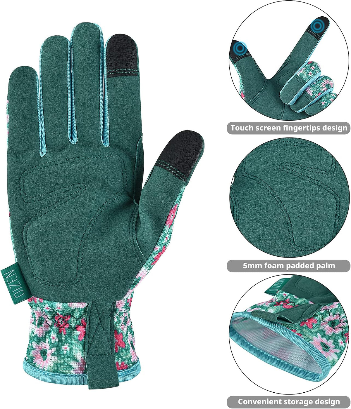 Cowhide Leather Thorn Proof & Puncture Resistant Gardening Gloves for Women and Men, Touchscreen Compatible Working Gloves for Weeding, Digging, Planting, Gardening Gifts for Women, Size Medium