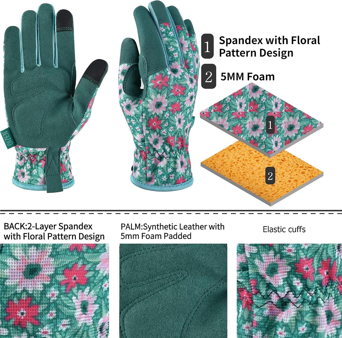 Cowhide Leather Thorn Proof & Puncture Resistant Gardening Gloves for Women and Men, Touchscreen Compatible Working Gloves for Weeding, Digging, Planting, Gardening Gifts for Women, Size Medium