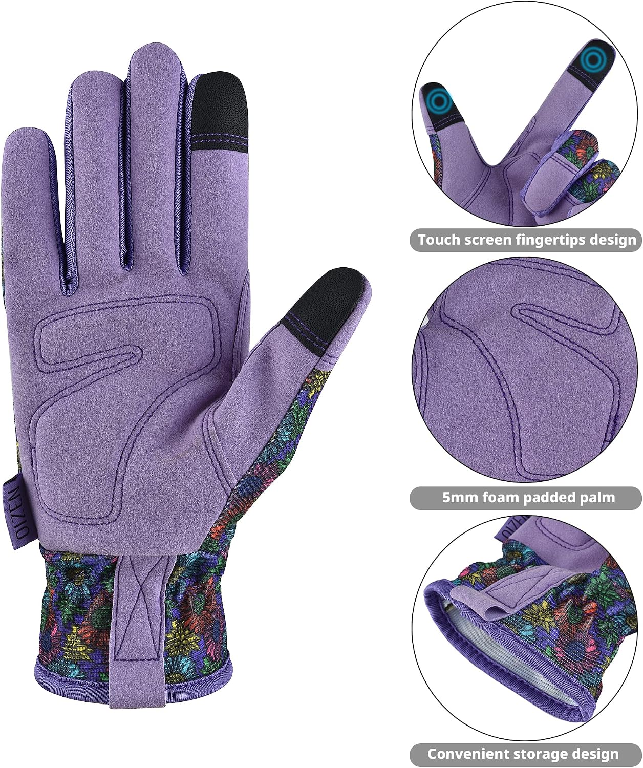 Cowhide Leather Thorn Proof & Puncture Resistant Gardening Gloves for Women and Men, Touchscreen Compatible Working Gloves for Weeding, Digging, Planting, Gardening Gifts for Women, Size Medium
