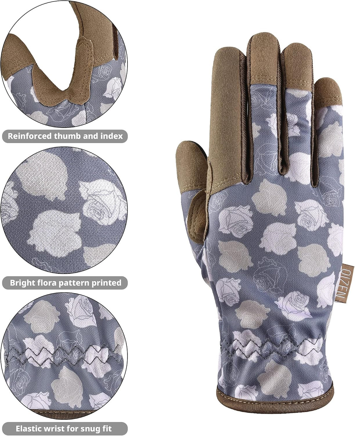 Cowhide Leather Thorn Proof & Puncture Resistant Gardening Gloves for Women and Men, Touchscreen Compatible Working Gloves for Weeding, Digging, Planting, Gardening Gifts for Women, Size Medium