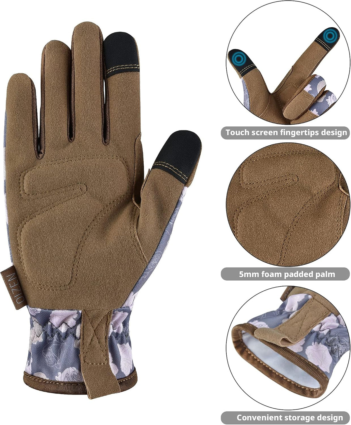 Cowhide Leather Thorn Proof & Puncture Resistant Gardening Gloves for Women and Men, Touchscreen Compatible Working Gloves for Weeding, Digging, Planting, Gardening Gifts for Women, Size Medium