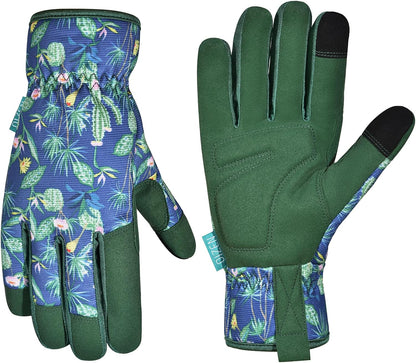 Cowhide Leather Thorn Proof & Puncture Resistant Gardening Gloves for Women and Men, Touchscreen Compatible Working Gloves for Weeding, Digging, Planting, Gardening Gifts for Women, Size Medium