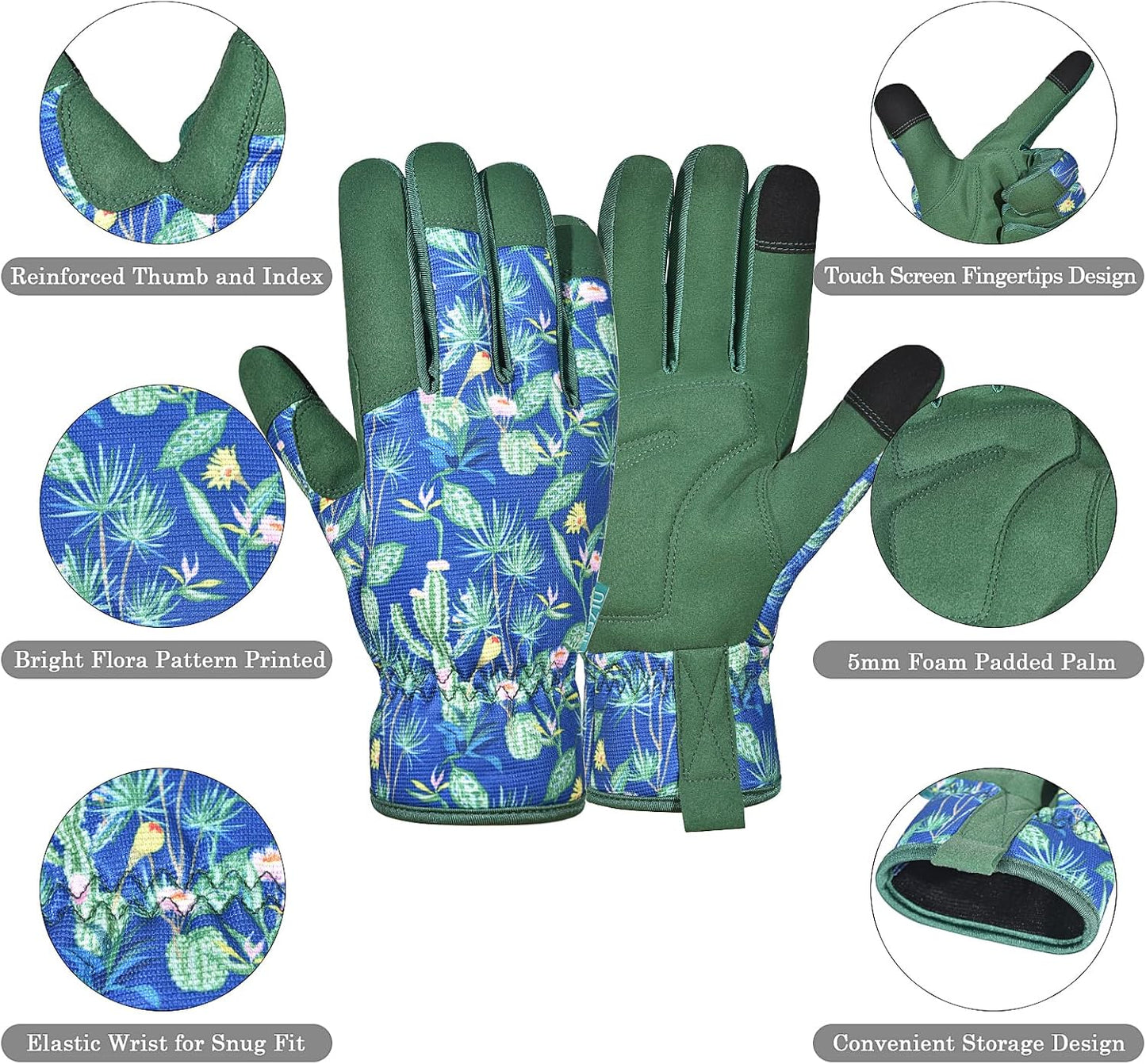 Cowhide Leather Thorn Proof & Puncture Resistant Gardening Gloves for Women and Men, Touchscreen Compatible Working Gloves for Weeding, Digging, Planting, Gardening Gifts for Women, Size Medium