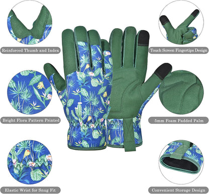 Cowhide Leather Thorn Proof & Puncture Resistant Gardening Gloves for Women and Men, Touchscreen Compatible Working Gloves for Weeding, Digging, Planting, Gardening Gifts for Women, Size Medium
