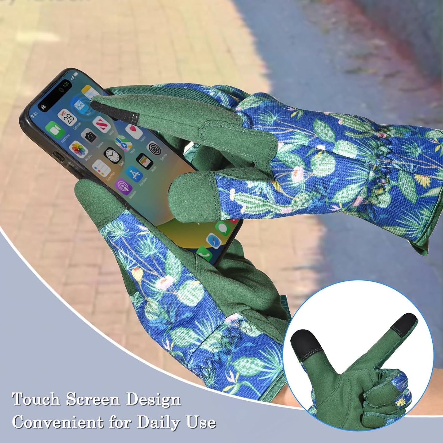 Cowhide Leather Thorn Proof & Puncture Resistant Gardening Gloves for Women and Men, Touchscreen Compatible Working Gloves for Weeding, Digging, Planting, Gardening Gifts for Women, Size Medium