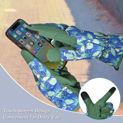 Cowhide Leather Thorn Proof & Puncture Resistant Gardening Gloves for Women and Men, Touchscreen Compatible Working Gloves for Weeding, Digging, Planting, Gardening Gifts for Women, Size Medium