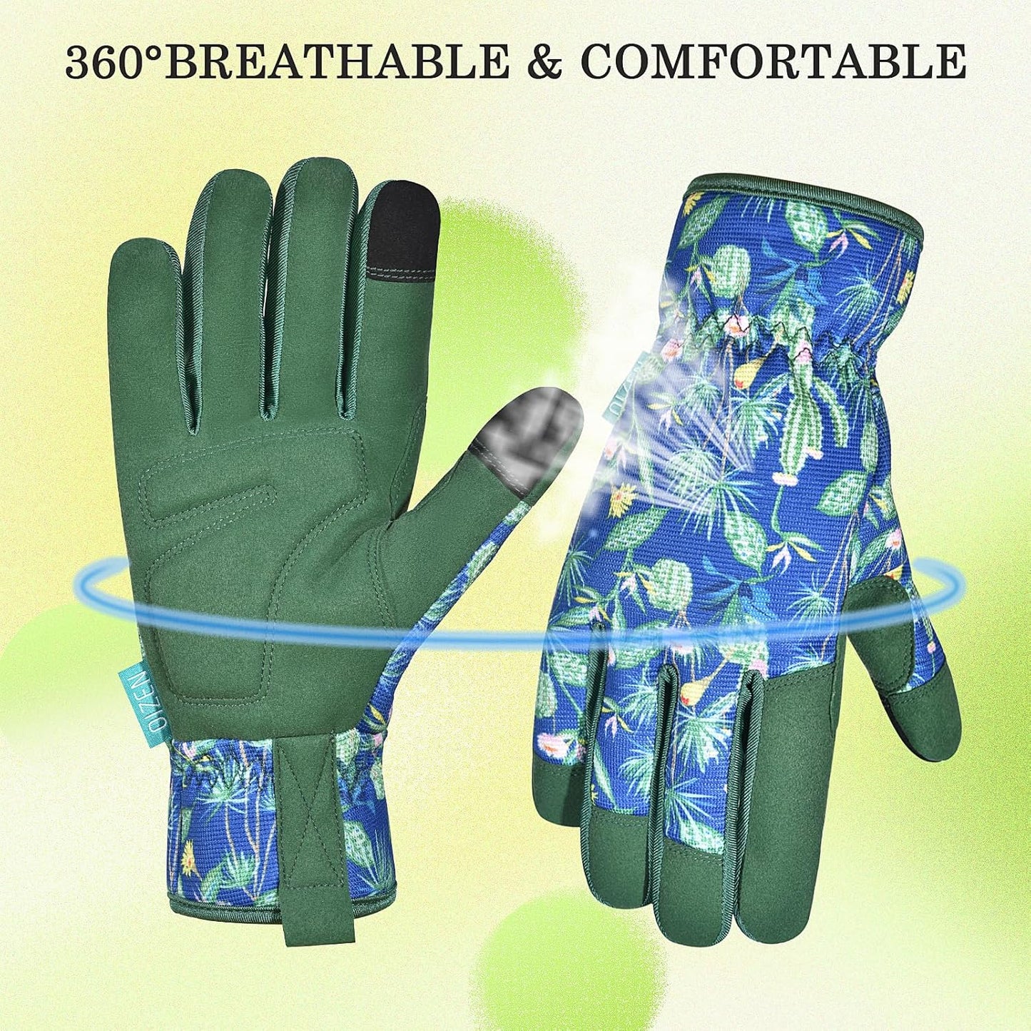 Cowhide Leather Thorn Proof & Puncture Resistant Gardening Gloves for Women and Men, Touchscreen Compatible Working Gloves for Weeding, Digging, Planting, Gardening Gifts for Women, Size Medium