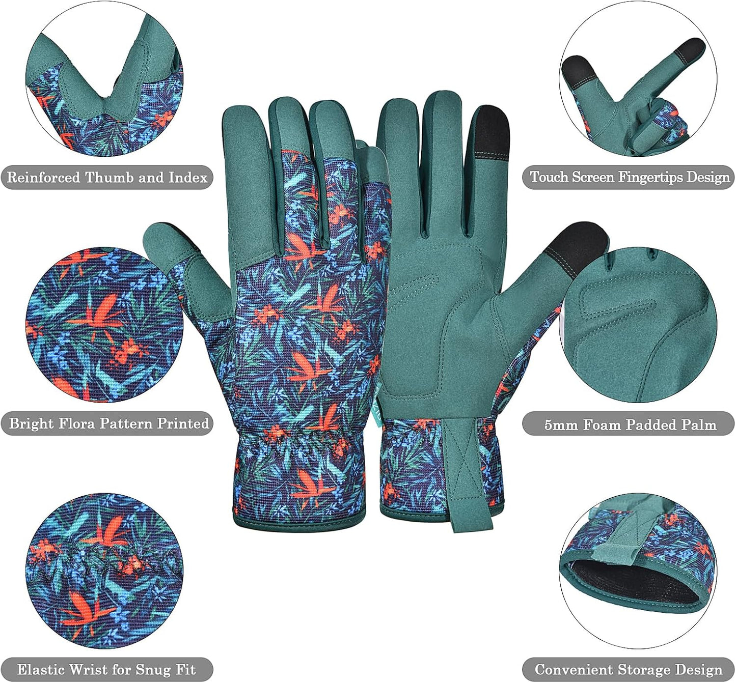Cowhide Leather Thorn Proof & Puncture Resistant Gardening Gloves for Women and Men, Touchscreen Compatible Working Gloves for Weeding, Digging, Planting, Gardening Gifts for Women, Size Medium