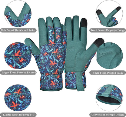 Cowhide Leather Thorn Proof & Puncture Resistant Gardening Gloves for Women and Men, Touchscreen Compatible Working Gloves for Weeding, Digging, Planting, Gardening Gifts for Women, Size Medium