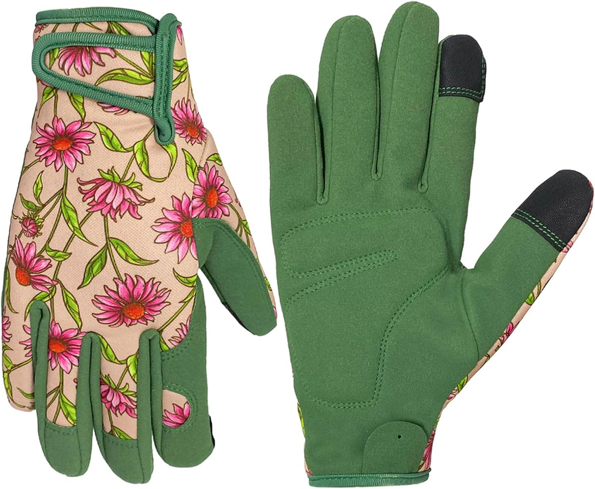 Cowhide Leather Thorn Proof & Puncture Resistant Gardening Gloves for Women and Men, Touchscreen Compatible Working Gloves for Weeding, Digging, Planting, Gardening Gifts for Women, Size Medium