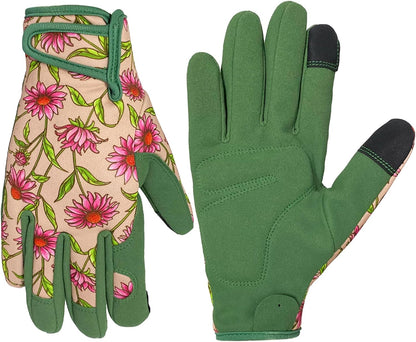 Cowhide Leather Thorn Proof & Puncture Resistant Gardening Gloves for Women and Men, Touchscreen Compatible Working Gloves for Weeding, Digging, Planting, Gardening Gifts for Women, Size Medium