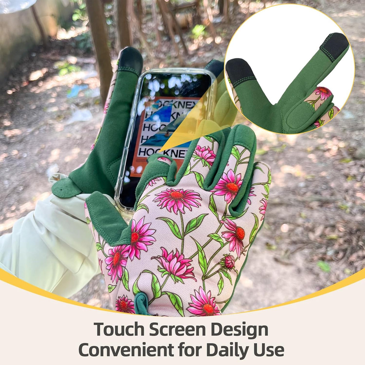 Cowhide Leather Thorn Proof & Puncture Resistant Gardening Gloves for Women and Men, Touchscreen Compatible Working Gloves for Weeding, Digging, Planting, Gardening Gifts for Women, Size Medium
