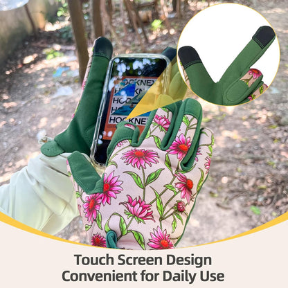 Cowhide Leather Thorn Proof & Puncture Resistant Gardening Gloves for Women and Men, Touchscreen Compatible Working Gloves for Weeding, Digging, Planting, Gardening Gifts for Women, Size Medium