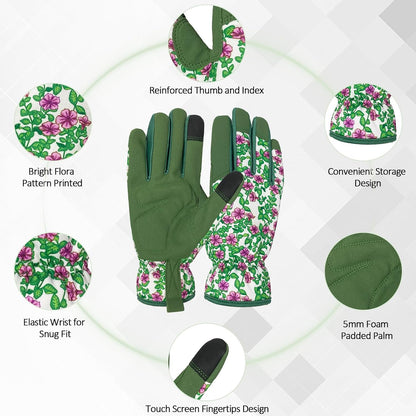 Cowhide Leather Thorn Proof & Puncture Resistant Gardening Gloves for Women and Men, Touchscreen Compatible Working Gloves for Weeding, Digging, Planting, Gardening Gifts for Women, Size Medium
