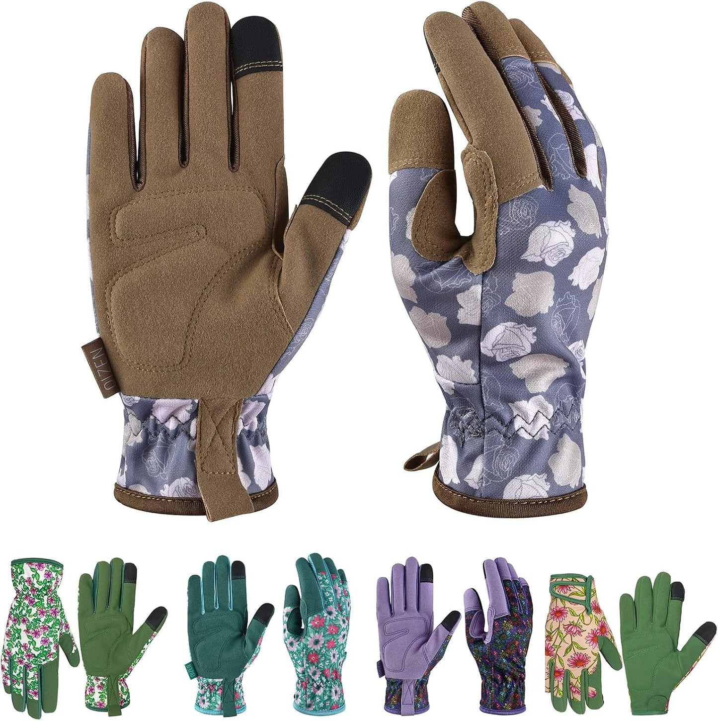 Cowhide Leather Thorn Proof & Puncture Resistant Gardening Gloves for Women and Men, Touchscreen Compatible Working Gloves for Weeding, Digging, Planting, Gardening Gifts for Women, Size Medium