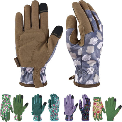 Cowhide Leather Thorn Proof & Puncture Resistant Gardening Gloves for Women and Men, Touchscreen Compatible Working Gloves for Weeding, Digging, Planting, Gardening Gifts for Women, Size Medium
