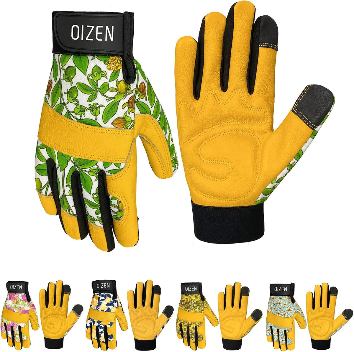 Cowhide Leather Thorn Proof & Puncture Resistant Gardening Gloves for Women and Men, Touchscreen Compatible Working Gloves for Weeding, Digging, Planting, Gardening Gifts for Women, Size Medium