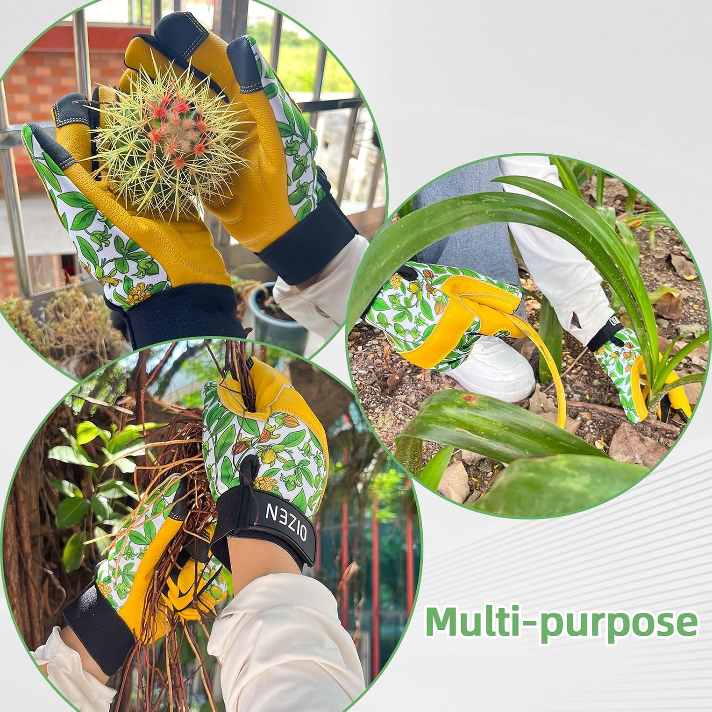 Cowhide Leather Thorn Proof & Puncture Resistant Gardening Gloves for Women and Men, Touchscreen Compatible Working Gloves for Weeding, Digging, Planting, Gardening Gifts for Women, Size Medium