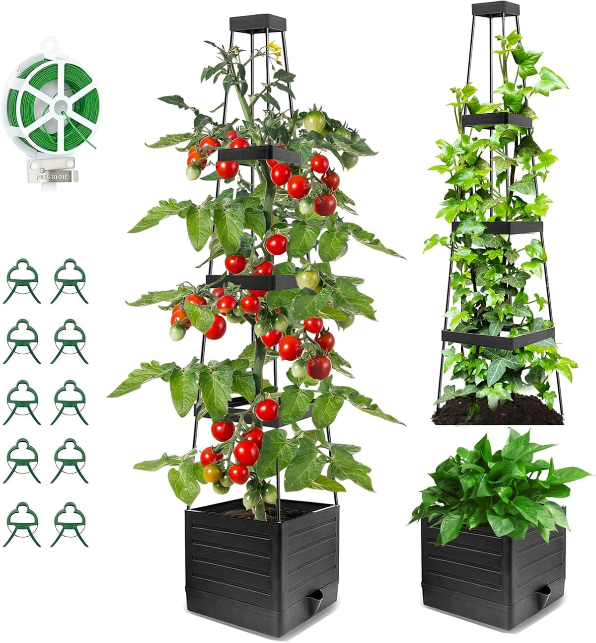 2 Pack Tomato Planter with Trellis 57 Inch Self Watering Pots Cage Boxes