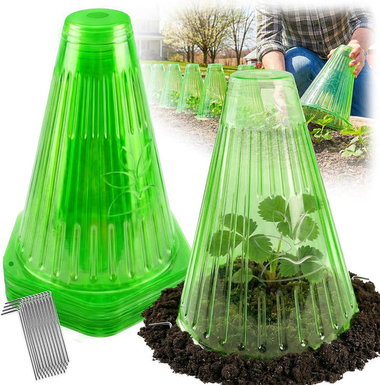 Pack 20 Garden Cloches for Plants, Reusable Bell Plant Cover with Metal Stakes, Plant Protection Cloches for Potted Plants/Seedlings,Protect Plants from Sun,Birds, Frost