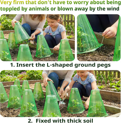 Pack 20 Garden Cloches for Plants, Reusable Bell Plant Cover with Metal Stakes, Plant Protection Cloches for Potted Plants/Seedlings,Protect Plants from Sun,Birds, Frost