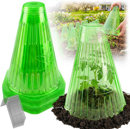 Pack 20 Garden Cloches for Plants, Reusable Bell Plant Cover with Metal Stakes, Plant Protection Cloches for Potted Plants/Seedlings,Protect Plants from Sun,Birds, Frost