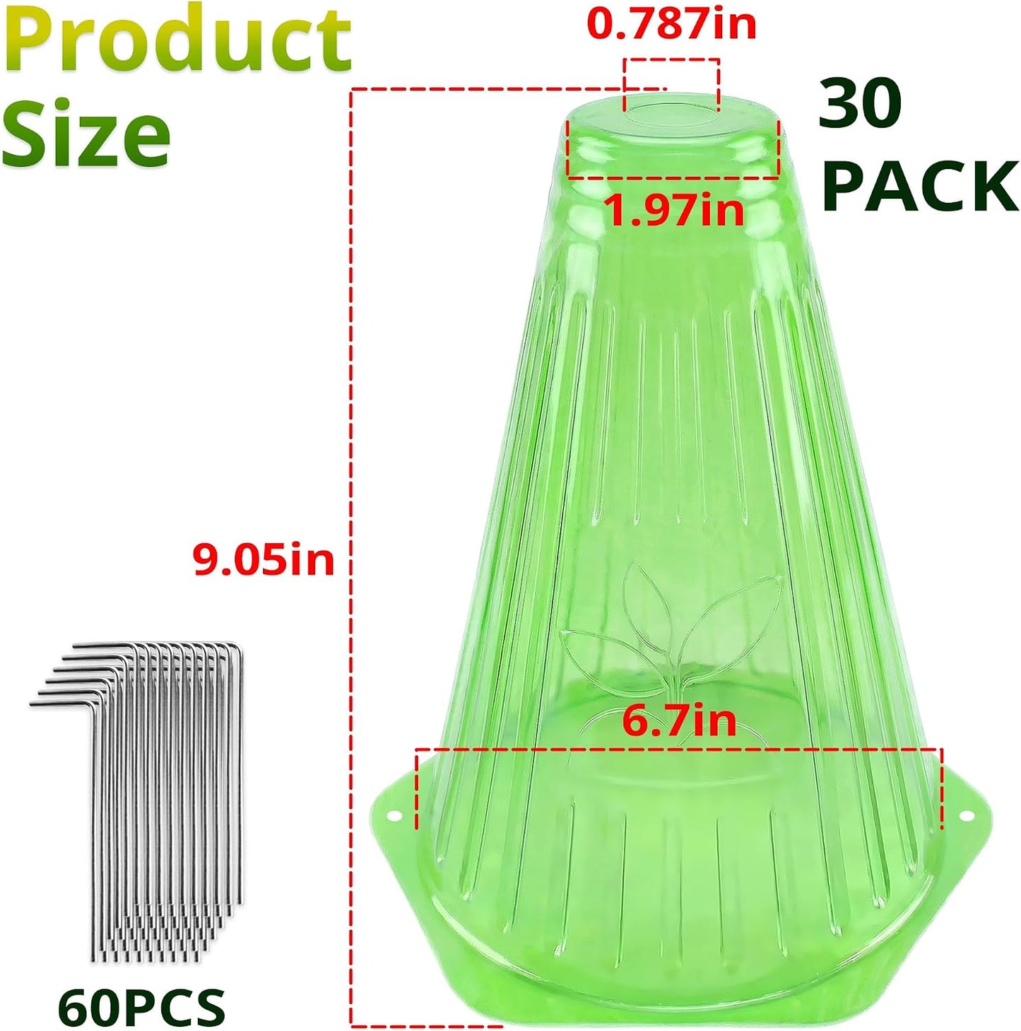Pack 20 Garden Cloches for Plants, Reusable Bell Plant Cover with Metal Stakes, Plant Protection Cloches for Potted Plants/Seedlings,Protect Plants from Sun,Birds, Frost