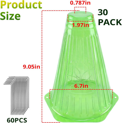 Pack 20 Garden Cloches for Plants, Reusable Bell Plant Cover with Metal Stakes, Plant Protection Cloches for Potted Plants/Seedlings,Protect Plants from Sun,Birds, Frost