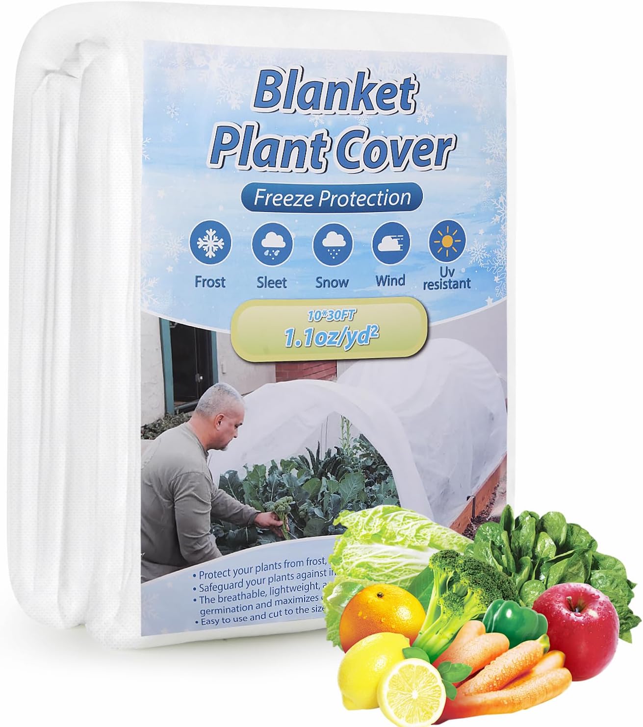 Plant Covers Freeze Protection,10 ft x 30 ft 1.1oz/yd² Thicker Floating Row Blanket Cover Fabric Plant Cloth for Winter Frost Snow and Garden Protection