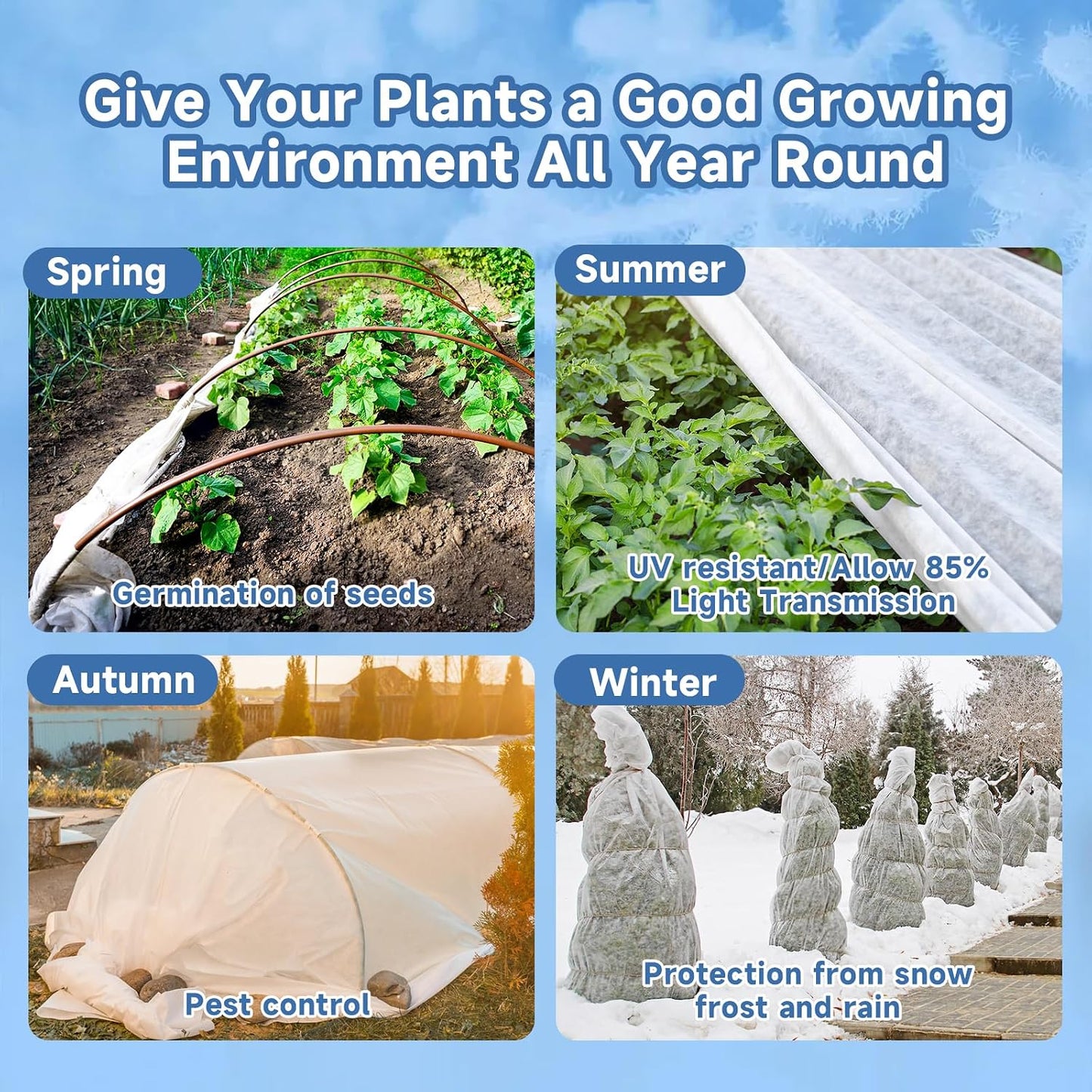 Plant Covers Freeze Protection,10 ft x 30 ft 1.1oz/yd² Thicker Floating Row Blanket Cover Fabric Plant Cloth for Winter Frost Snow and Garden Protection