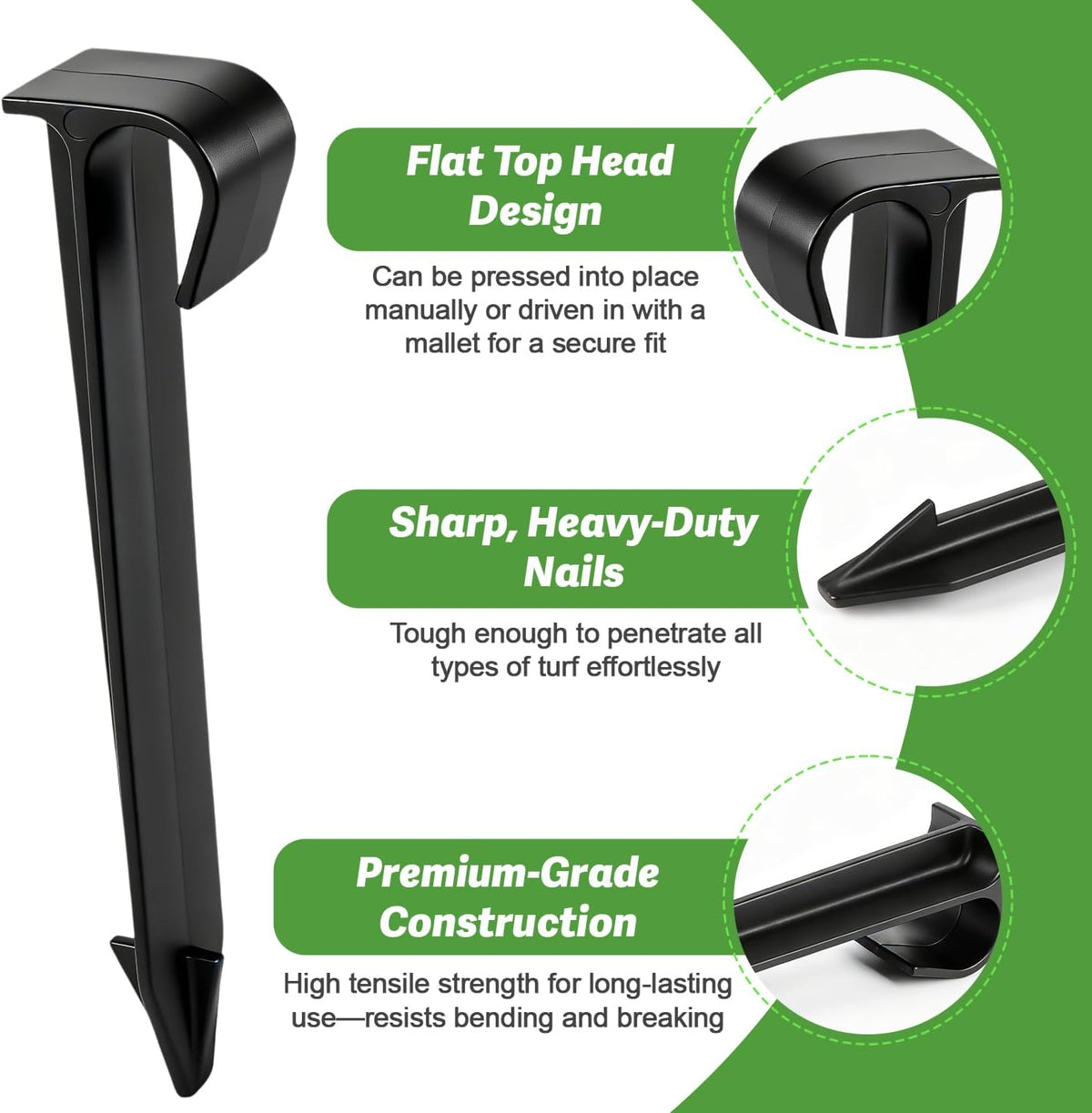 50 Pack 1/2 Inch Irrigation Tubing Hold Down Anchor Stakes, Heavy Duty Drip Tubing Stakes 1/2" Drip Irrigation Tubing Fittings for Lawn Raised Bed Greenhouse Plant Watering System