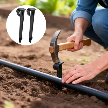 50 Pack 1/2 Inch Irrigation Tubing Hold Down Anchor Stakes, Heavy Duty Drip Tubing Stakes 1/2" Drip Irrigation Tubing Fittings for Lawn Raised Bed Greenhouse Plant Watering System