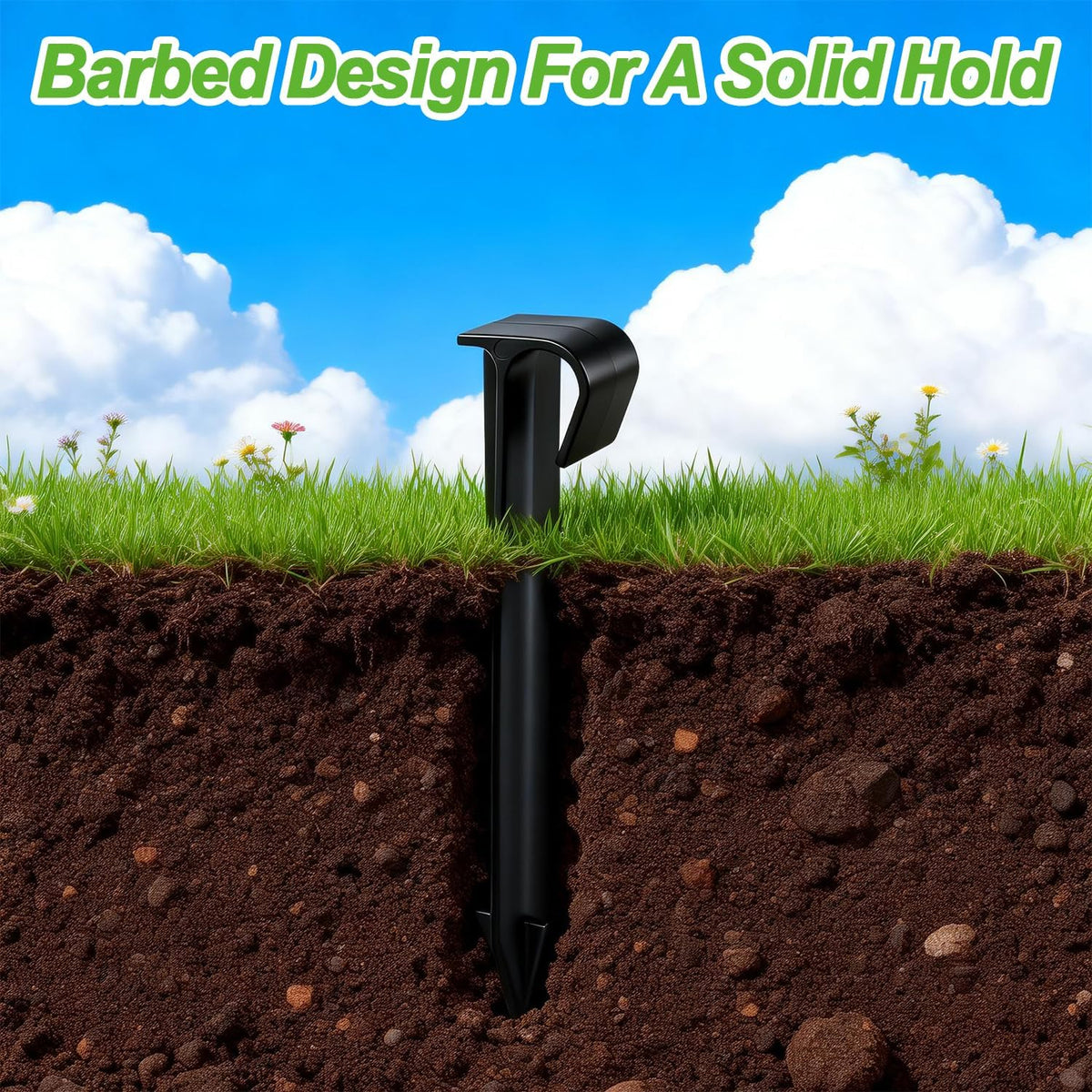 50 Pack 1/2 Inch Irrigation Tubing Hold Down Anchor Stakes, Heavy Duty Drip Tubing Stakes 1/2" Drip Irrigation Tubing Fittings for Lawn Raised Bed Greenhouse Plant Watering System