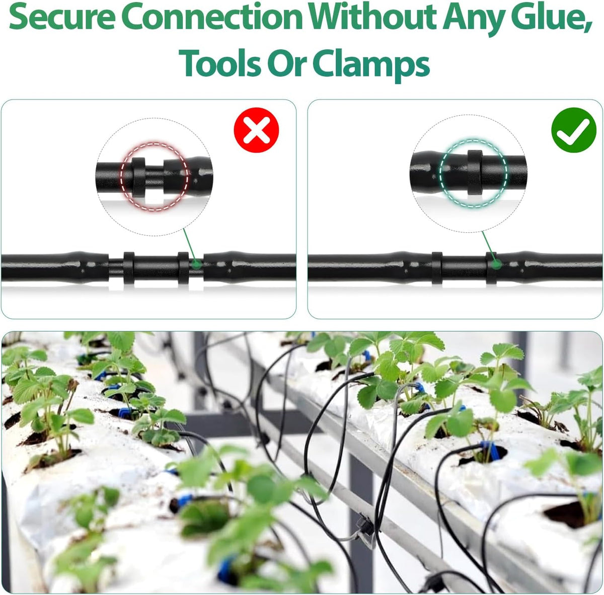 50 Pack 1/2 Inch Irrigation Tubing Hold Down Anchor Stakes, Heavy Duty Drip Tubing Stakes 1/2" Drip Irrigation Tubing Fittings for Lawn Raised Bed Greenhouse Plant Watering System