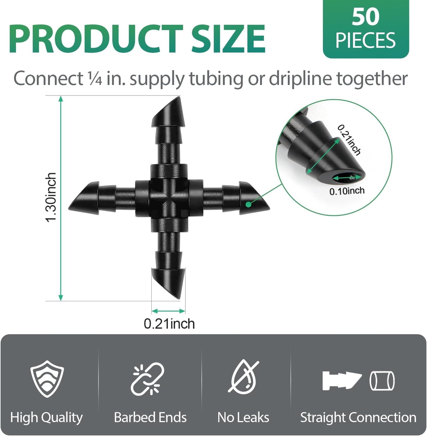 50 Pack 1/2 Inch Irrigation Tubing Hold Down Anchor Stakes, Heavy Duty Drip Tubing Stakes 1/2" Drip Irrigation Tubing Fittings for Lawn Raised Bed Greenhouse Plant Watering System