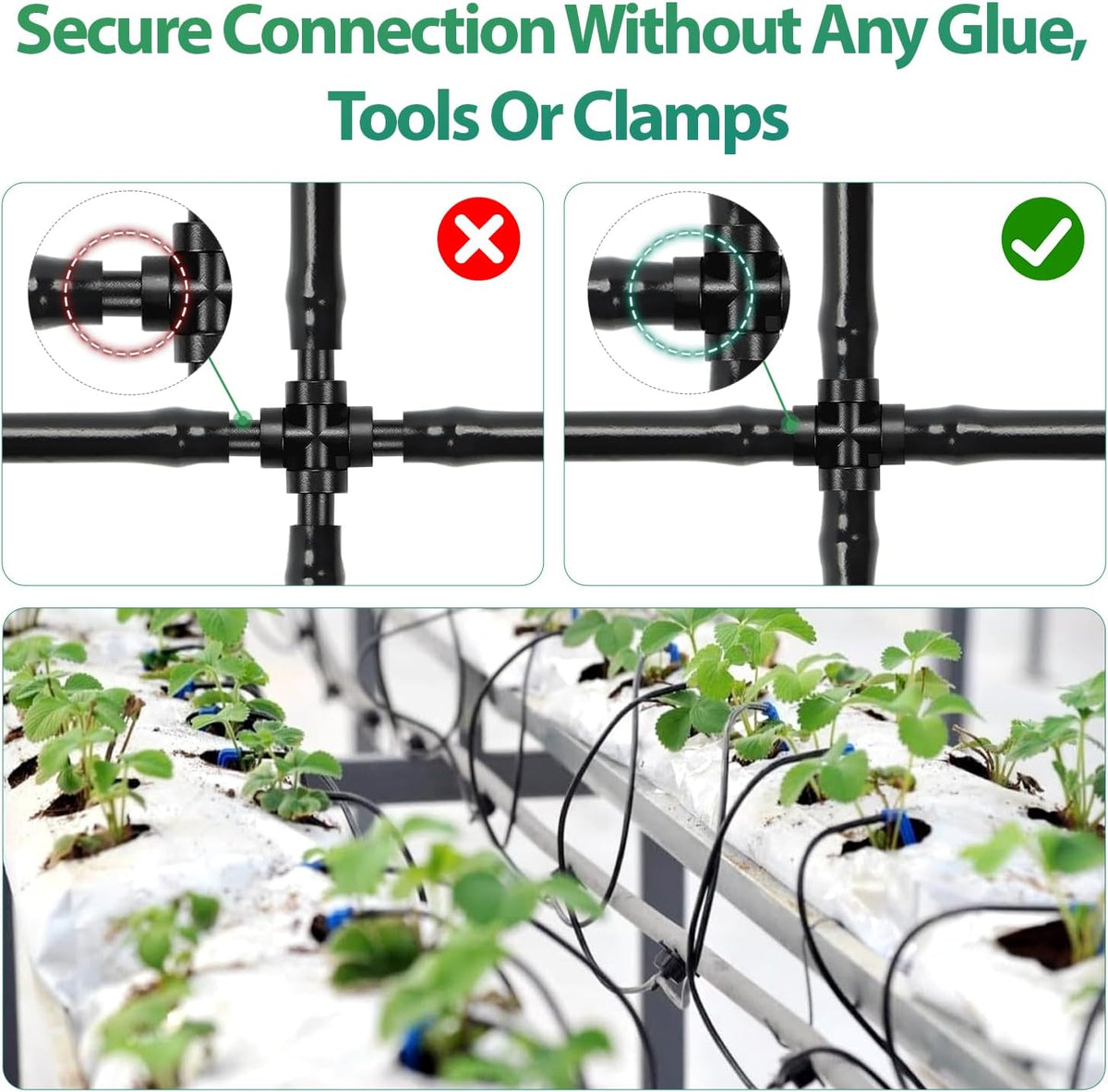 50 Pack 1/2 Inch Irrigation Tubing Hold Down Anchor Stakes, Heavy Duty Drip Tubing Stakes 1/2" Drip Irrigation Tubing Fittings for Lawn Raised Bed Greenhouse Plant Watering System