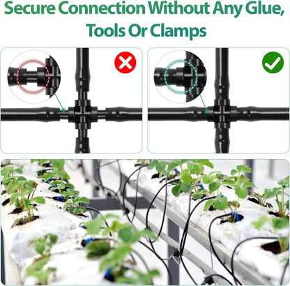 50 Pack 1/2 Inch Irrigation Tubing Hold Down Anchor Stakes, Heavy Duty Drip Tubing Stakes 1/2" Drip Irrigation Tubing Fittings for Lawn Raised Bed Greenhouse Plant Watering System